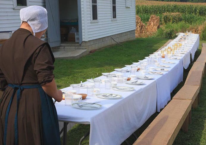 Amish eating together